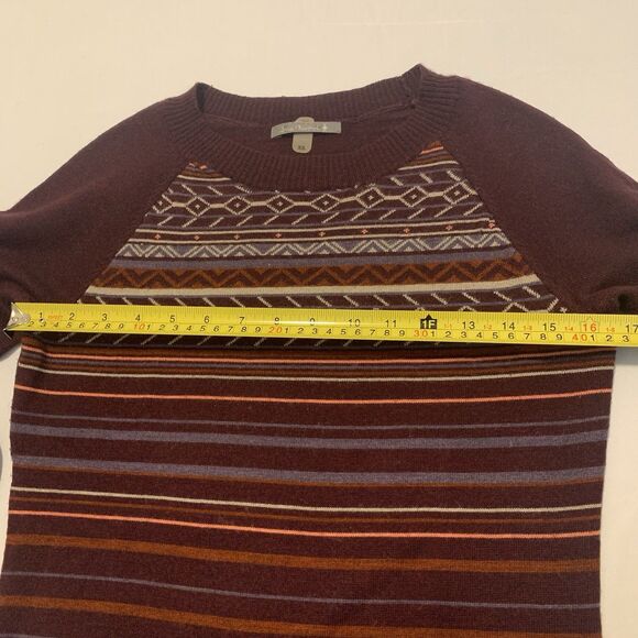 Smartwool Ethno Graphic Crew Neck Sweater Purple Print Striped Wool - Women's XS - Picture 10 of 11